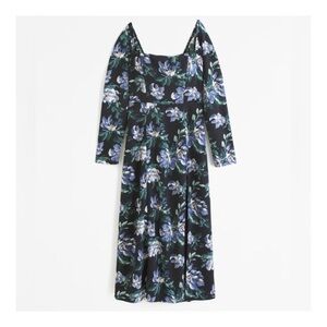 Abercrombie & Fitch Black Floral Midi Dress